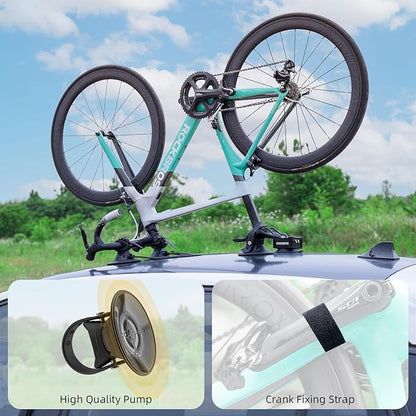 ROCKBROS Electric Suction Cup Bike Rack for Car Roof Bike Rack Bike Carrier Rack 1-Bike Black