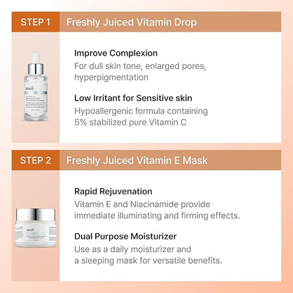 DearKlairs Ultimate Kit for Revitalizing Dull Skin, 2 Step Freshly Juiced vitamin Set, a mild and effective vitamin care routine