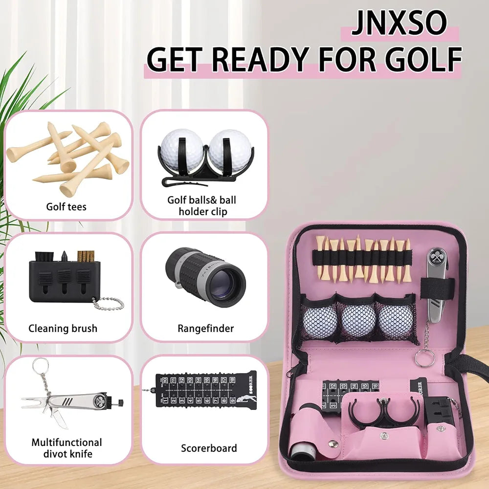 Golf Gifts for Men and Women,Golf Accessories Set with Hi-End Case,Golf Balls,Golf Tees,Golf Multifunctional Divot Tool,Rangefinder Golf Brush,Golf Scorer，Golf Ball Clamp