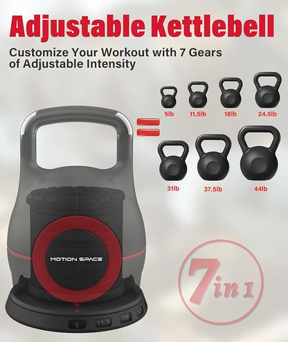 Adjustable Kettlebell 7 Weight Options Set (5-44LBs) Circular