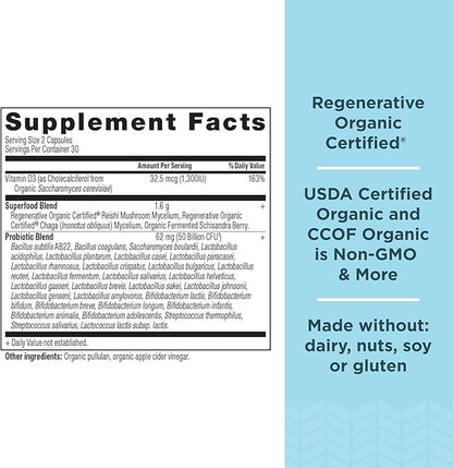 Ancient Nutrition Regenerative Organic Certified Probiotics for Women, Probiotics Women’s Extra Strength, Healthy Digestion and Immune System Function Support, 25 Billion CFUs* Per Serving, 60 Count
