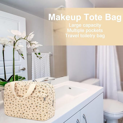 Makeup Bag for Women Cosmetic Bag Large Make Up Organizer Travel Toiletry Bags Waterproof Zipper Tote Pouch Purse for Girls