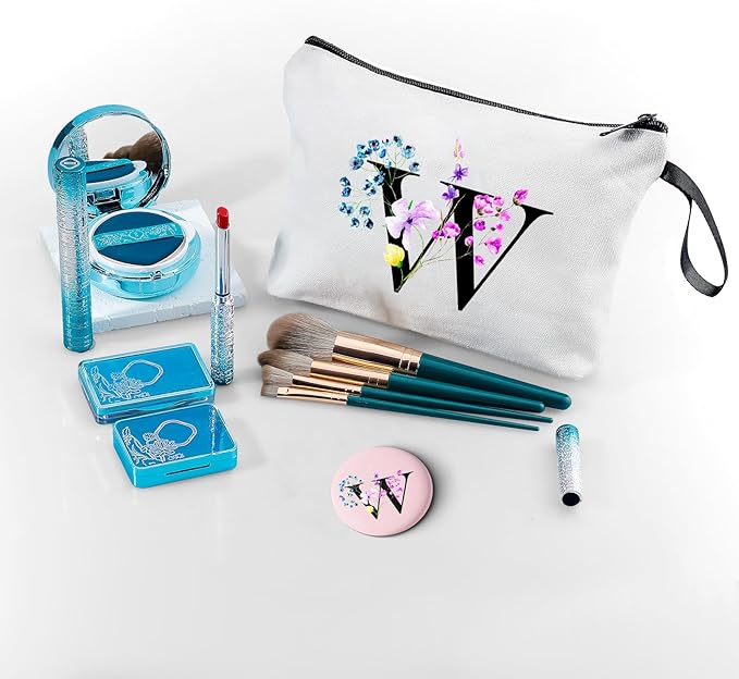 SEAMOON Women Birthday Unique Maid of Honor Friendship Gifts for Women Sister Bridesmaid Bride Personalized Travel Makeup Cosmetic Bag with Mirror Valentines Mothers Day Christmas Graduation W