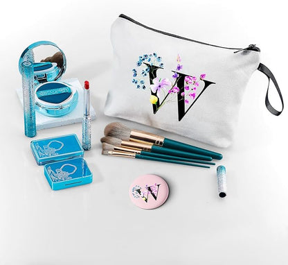 SEAMOON Women Birthday Unique Maid of Honor Friendship Gifts for Women Sister Bridesmaid Bride Personalized Travel Makeup Cosmetic Bag with Mirror Valentines Mothers Day Christmas Graduation W
