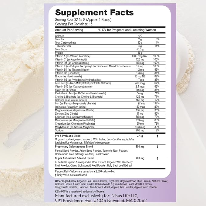 Postpartum & Lactation Journey Protein Powder (17.17 OZ, Vanilla)