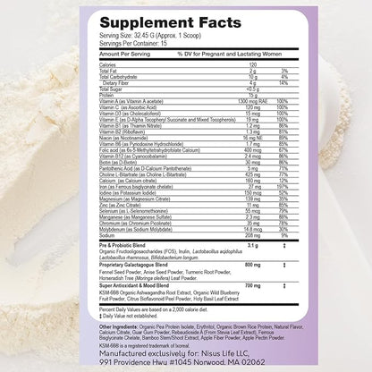 Postpartum & Lactation Journey Protein Powder (17.17 OZ, Vanilla)