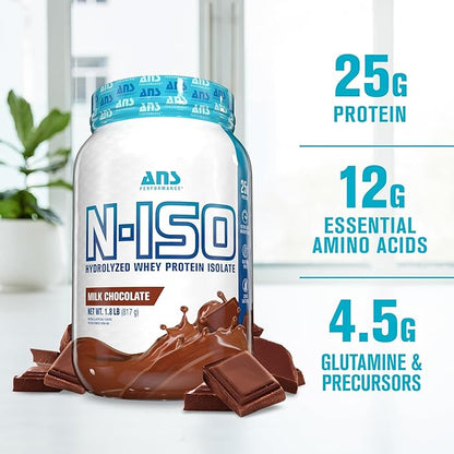 100% Pure Hydrolyzed Whey Isolate Protein + BCAAs - 25g of Protein - Peanut Free, Gluten Free, Zero Lactose (Milk Chocolate, 1.8 lb)