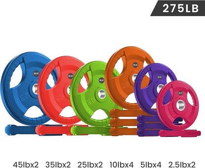 SPART 2-Inch Color Rubber Coated Olympic Grip Plate 2.5LB/5LB/10LB/25LB/35LB/45LB, Two