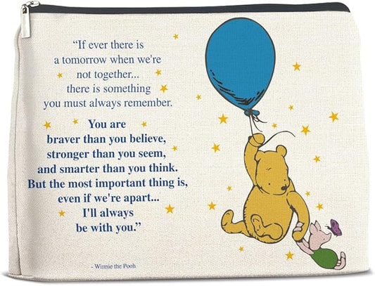YeleY Inspirational for Women, Friendship Gifts, Winnie the Pooh Pooh Bear Makeup Bag for Teens Women Friends