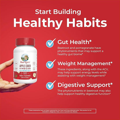 MaryRuth Organics Apple Cider Vinegar Gummies | ACV Gummies for Immune Support | Vegan | Non-GMO | Gluten Free | 60 Count
