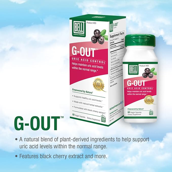 Bell G-Out Uric Acid Cleanse -2 Pack Combo | A Unique Blend of Herbal Extracts That Supports Uric Acid Levels Within Normal Range | 120 Capsules