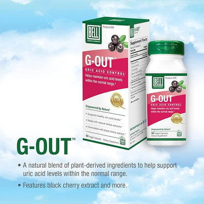 Bell G-Out Uric Acid Cleanse -2 Pack Combo | A Unique Blend of Herbal Extracts That Supports Uric Acid Levels Within Normal Range | 120 Capsules