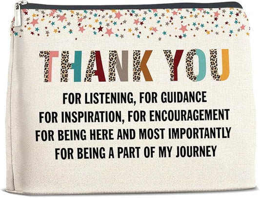 Thank You Gifts for Women Makeup Bag, Appreciation Gifts for Boss Coworkers Teacher Friends, Thank You for Being Part of My Journey Cosmetic Bag Zipper Makeup Pouch