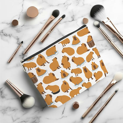Cute Capybara Makeup Bag, Capybara Gifts for Women, Capybara Lovers Cosmetic Bag Travel Organizer Bags Makeup Pouch, Capybara Stuff Animal Lovers Gifts for Girls Coworker Christmas birthday Gifts
