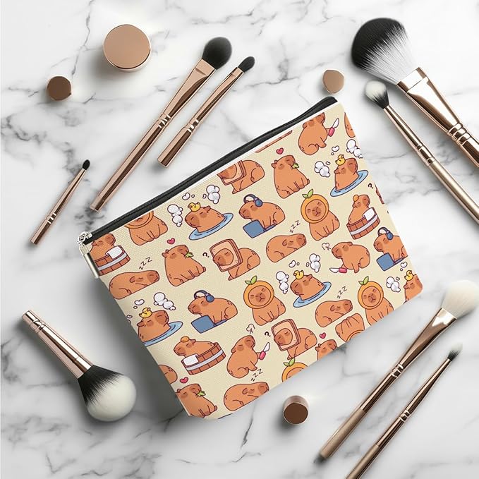 Cute Capybara Makeup Bag, Capybara Gifts for Women, Capybara Lovers Cosmetic Bag Travel Organizer Bags Makeup Pouch, Capybara Stuff Animal Lovers Gifts for Girls Sisters Christmas birthday Gifts