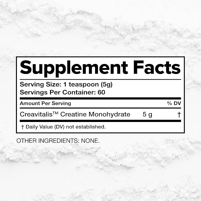 Complement Creatine Monohydrate Micronized Powder for Women and Men (5g, 60 Servings) Pre Workout, Post Workout, Muscle Recovery, Brain Health, Longevity- Vegan, Unflavored