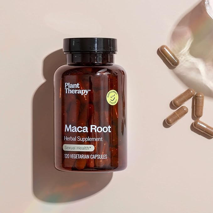 Plant Therapy Maca Root Herbal Supplement Capsules, Supports Sexual Health for Men & Women, Mood-Boosting, Energizing & Reduces Tension, 120 Vegetarian Capsules (4 Month Supply), Made in The USA