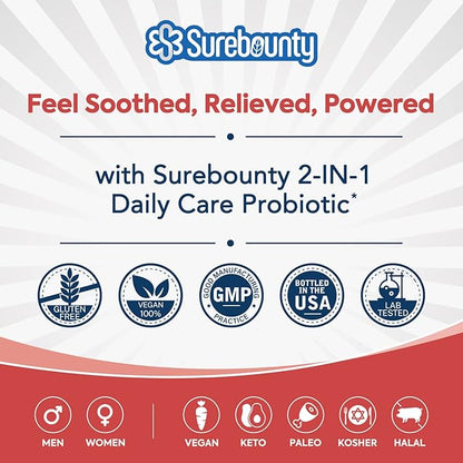 Probiotics 60 Billion CFU 19 Strains for Men & Women, with 100mg Prebiotic, Shelf Stable, 2-in-1 Daily Care Probiotic, Non-GMO, Digestive & Immune Health, 60 Veggie Capsules