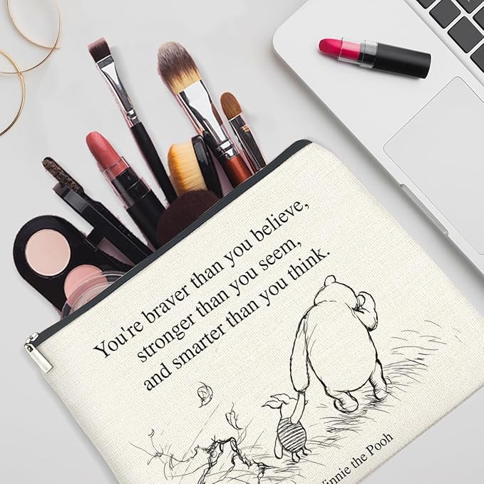 YeleY Inspirational Pooh Bear Gifts for Women Girls, Gifts for Women Girls Friends Sisters Daughter, Classic Pooh Bear Makeup Bag Friendship Cosmetic Makeup Bag