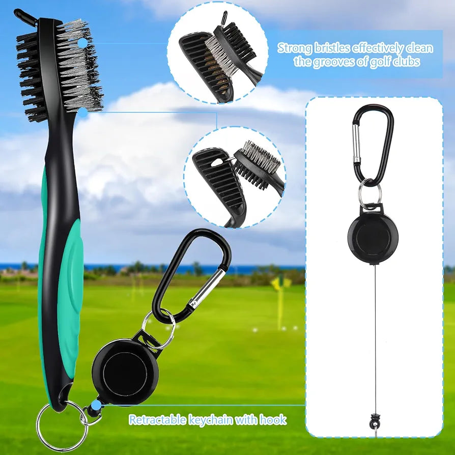 9 Pcs Golf Accessories Kit Golf Club Cleaning Kit Include Microfiber Towel, Cleaner Brush, Ball and Tee Holder, Divot Repair Tool, Ball Bag with Hook for Men Women Gifts