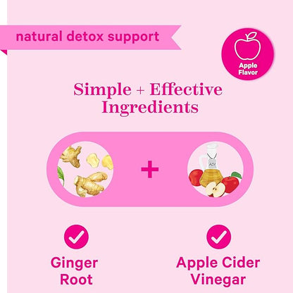 Pink Stork Detox Gummies, ACV Gummies with Ginger to Support Detox and Debloat, Metabolism, Gut Health and Digestion, Chewable Apple Cider Vinegar Gummies - 44 Count