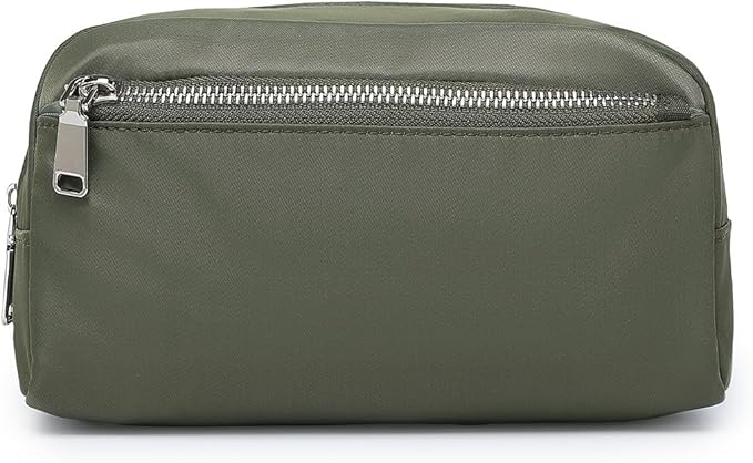Nylon Female cosmetic bags Canvas toiletry bags Wash bags with large capacity Simple design (Nylon/Army Green)