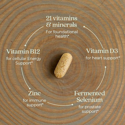 New Chapter Men's Multivitamin for Immune, Stress, Heart + Energy Support with Fermented Nutrients - Every Man's One Daily, Made with Organic Vegetables & Herbs, Non-GMO, Gluten Free - 96 ct