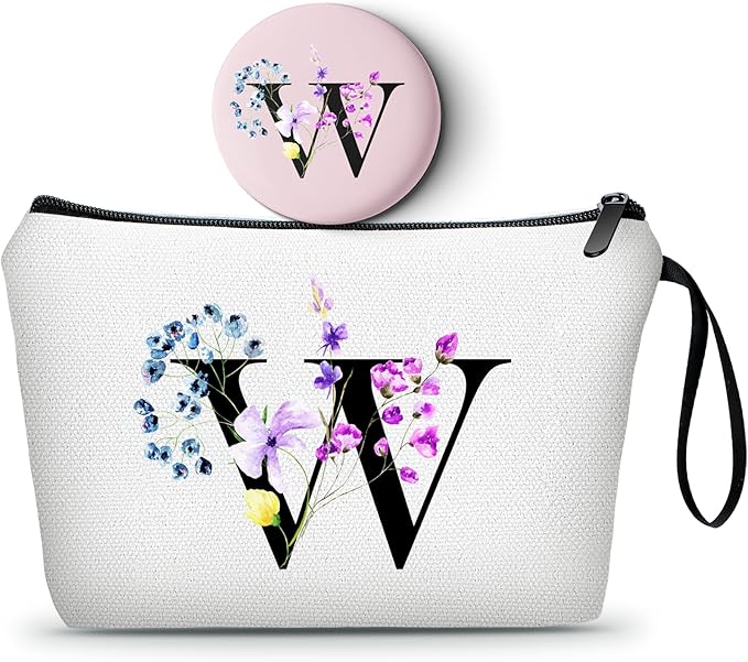 SEAMOON Women Birthday Unique Maid of Honor Friendship Gifts for Women Sister Bridesmaid Bride Personalized Travel Makeup Cosmetic Bag with Mirror Valentines Mothers Day Christmas Graduation W