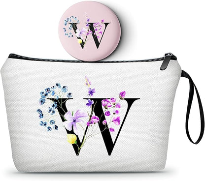 SEAMOON Women Birthday Unique Maid of Honor Friendship Gifts for Women Sister Bridesmaid Bride Personalized Travel Makeup Cosmetic Bag with Mirror Valentines Mothers Day Christmas Graduation W