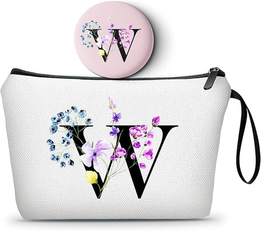SEAMOON Women Birthday Unique Maid of Honor Friendship Gifts for Women Sister Bridesmaid Bride Personalized Travel Makeup Cosmetic Bag with Mirror Valentines Mothers Day Christmas Graduation W