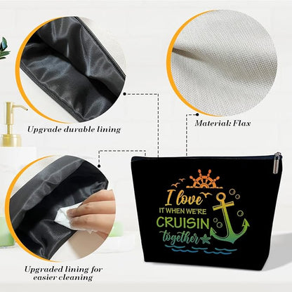 Cruise Travel Makeup Gift Bag, Cosmetic Zipper Pouch For Women Girls Mom Sister Friend, Wet Toiletry Baby Diaper Bag, Ocean Sea Shells Beach Starfish Decor, Cruise Lover Summer Vacation Gifts