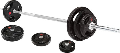 Cast Iron Standard Weight Plates Including 5FT Standard Barbell with Star Locks, 45-Pound Set (35 Pounds Plates + 10 Pounds Barbell), Multiple Packages