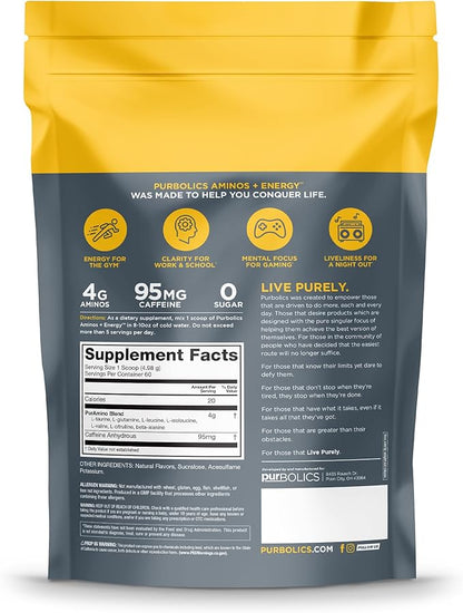 Aminos + Energy | Supports Recovery, Energy & Focus | 95mg of Caffeine, 0 Sugar & 60 Servings (Cool As Cucumber…Lime)