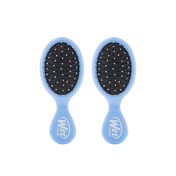 Wet Brush Detangling Brush, Mini Detangler (Sky), Wet & Dry Tangle-Free Hair Brush for Women & Men, No Tangle, Soft and Flexible Bristles for Straight, Curly, and Thick Hair (Pack of 2)