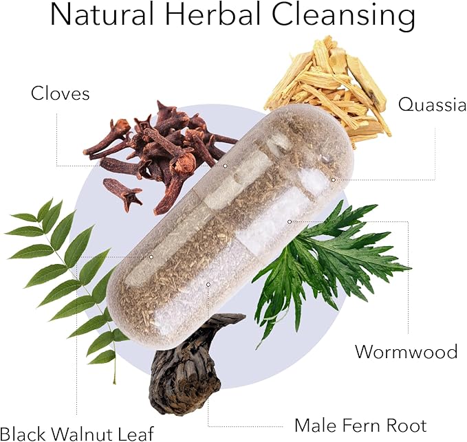 Kroeger Herb, Wormwood Herb, Black Walnut Wormwood, Clove, Quassia, Worm Wood Detox Cleanse - Wormwood Capsules, Non-GMO, Gluten Free, No Preservatives or Fillers - 100 Capsules, Made in USA