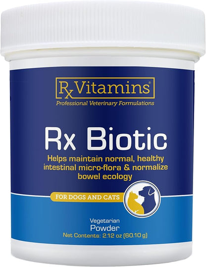 Rx Vitamins Rx Biotic - Probiotic Powder for Dogs and Cats - Cat Digestive Support & Probiotic for Dogs Gut Health - Cat Probiotics for Indoor Cats - Dog Probiotics for Digestive Health - 2.12oz