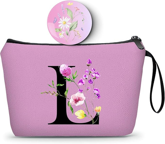 SEAMOON Birthday Friendship Bridesmaid Team Gifts for Employees Women Mom Aunt Daughter Teenage Girl Personalized Make up Cosmetic Bag Travel with Mirror Mothers Day Christmas Graduation L