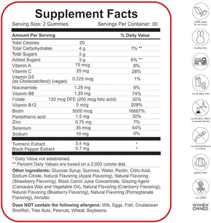 HAIRtamin Vegan Gummy Stars Hair Vitamins | Non-GMO | All Natural Biotin Hair Vitamin Gummies to Maintain Healthy Hair Skin & Nails | Multivitamin Supplement