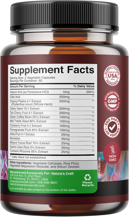 Herbal Uric Acid Cleanse and Detox - Essential Daily Kidney Cleanse and Uric Acid Support for Adults – Joint Support Supplement and Detox Cleanse with Tart Cherry Extract Capsules for Men and Women
