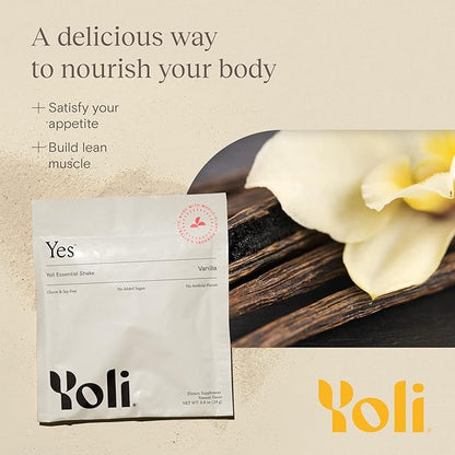 Yoli® YES Essential Shake with Whey Protein from Grass-Fed Cows - Protein Shake with 12 Grams of Protein Per Serving - Meal Replacement Shake, Vanilla
