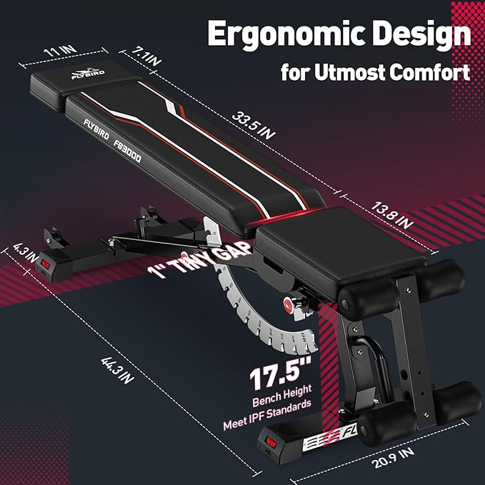 FLYBIRD Weight Bench 1200lbs Capacity FB3000
