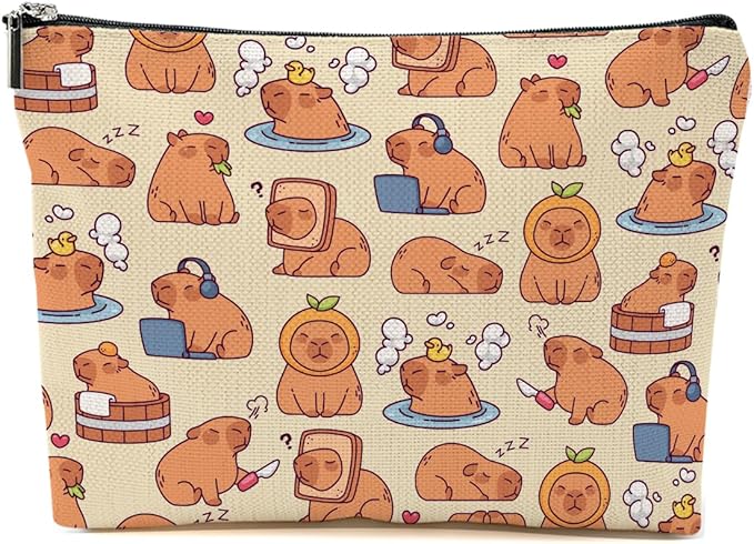 Cute Capybara Makeup Bag, Capybara Gifts for Women, Capybara Lovers Cosmetic Bag Travel Organizer Bags Makeup Pouch, Capybara Stuff Animal Lovers Gifts for Girls Sisters Christmas birthday Gifts