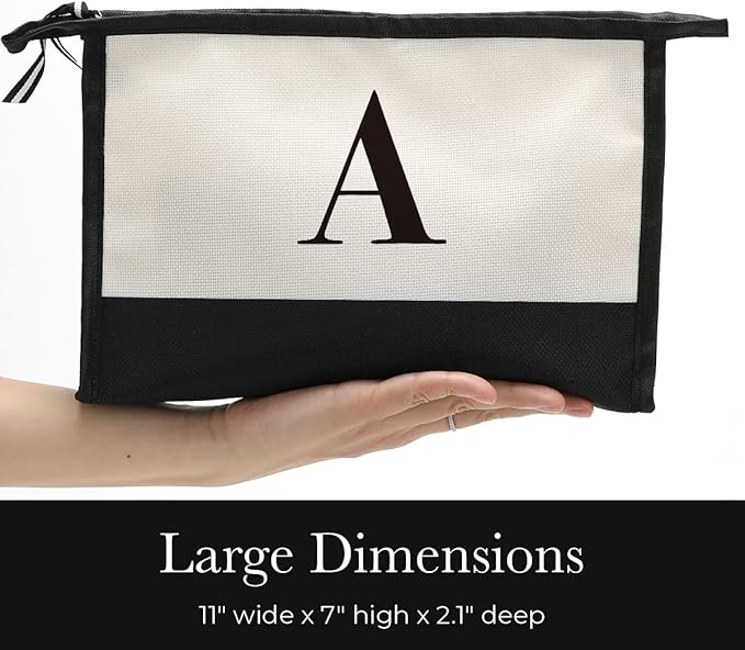 Monogrammed for Women Initial bridesmaid gifts, Personalized monogram Monogram Cosmetic Bag,Travel Makeup Bag Suitable for Wedding weekend Beach Gift for Women Teachers Friends.Pure letters A