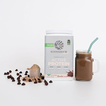 Vegan Protein Powder Plant-Based USDA Organic BCAAs | 30g Protein per Serving | Sugar Free, Gluten Free Non-GMO Dairy Free | Chocolate Flavored, 20 Servings | Active Sport Protein Powder
