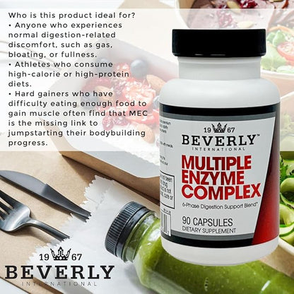 Beverly International (MEC Multiple Enzyme Complex, 90 Capsules. an Ultra-Premium Digestive Aid Helping Bodybuilders, Athletes and Fitness Enthusiasts Digest Their Meals More Easily. Take with Food.