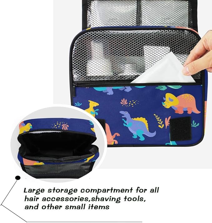 senya Hanging Travel Toiletry Bag Kit Boys Makeup Case Cosmetics Organizer for Men Women (Dinosaurs Collection)