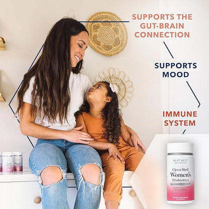 Best Nest Wellness Women's Probiotics - Gut & Brain Health Support Supplement - Formula with Multiple Probiotic Strains - Digestive Support Supplement for Women - 30 Capsules