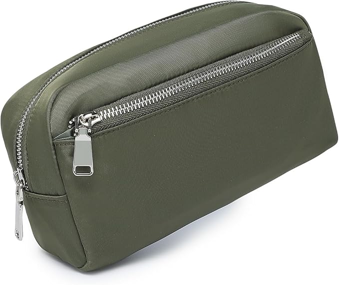 Nylon Female cosmetic bags Canvas toiletry bags Wash bags with large capacity Simple design (Nylon/Army Green)