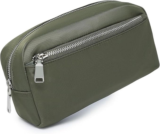 Nylon Female cosmetic bags Canvas toiletry bags Wash bags with large capacity Simple design (Nylon/Army Green)