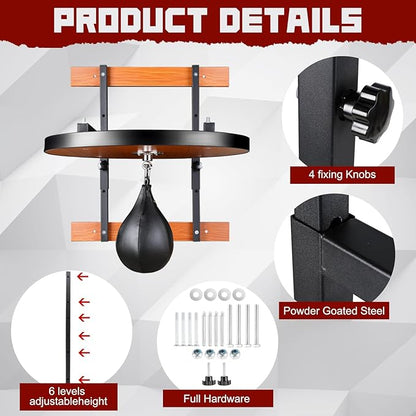 Speed Bag Platform Kit Boxing Mount for Punching Practice Height Adjustable Includes Speed Bag and Air Pump 360° for Boxing and Fitness Enthusiasts